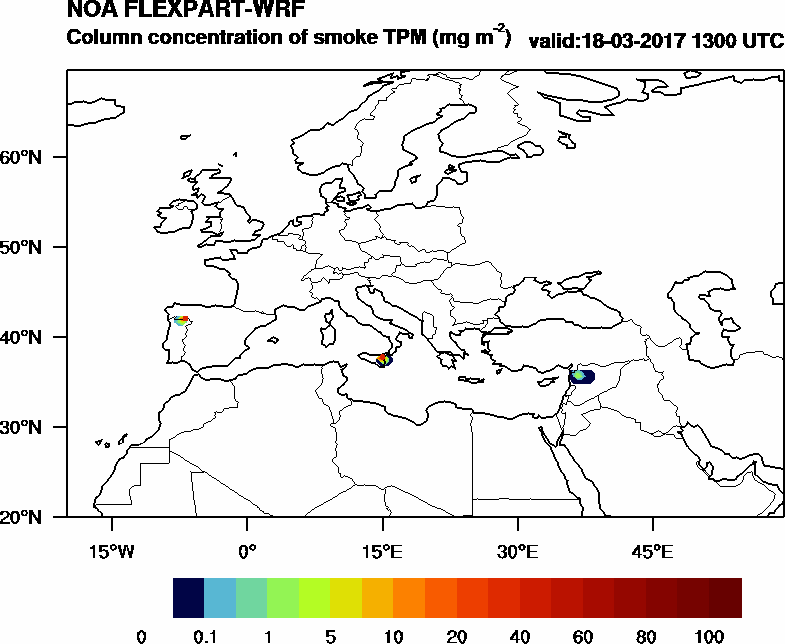 Column concentration of smoke TPM - 2017-03-18 13:00