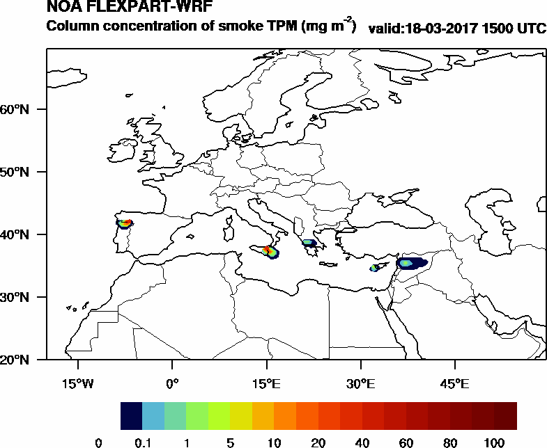 Column concentration of smoke TPM - 2017-03-18 15:00