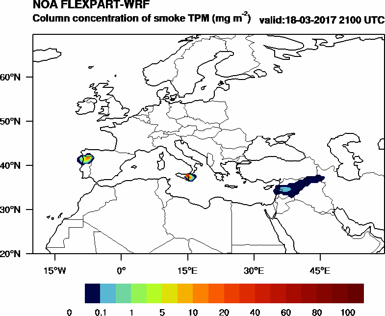 Column concentration of smoke TPM - 2017-03-18 21:00