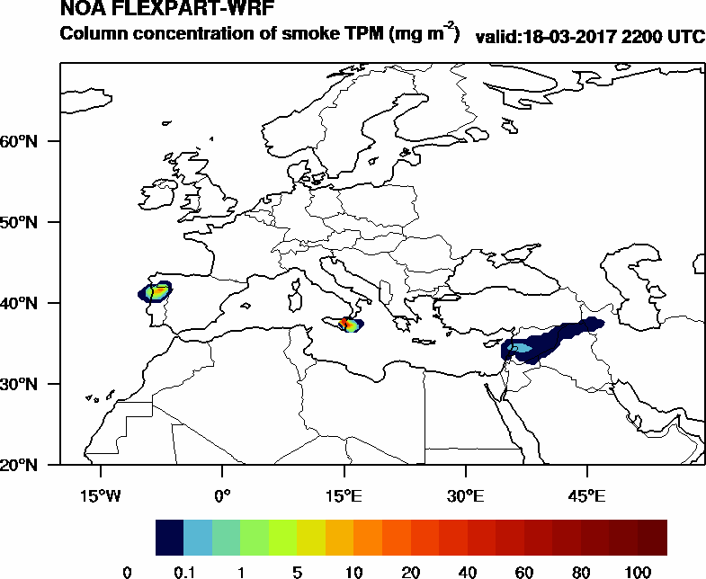 Column concentration of smoke TPM - 2017-03-18 22:00