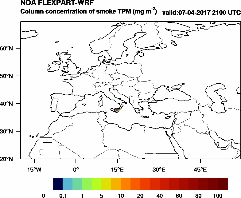 Column concentration of smoke TPM - 2017-04-07 21:00