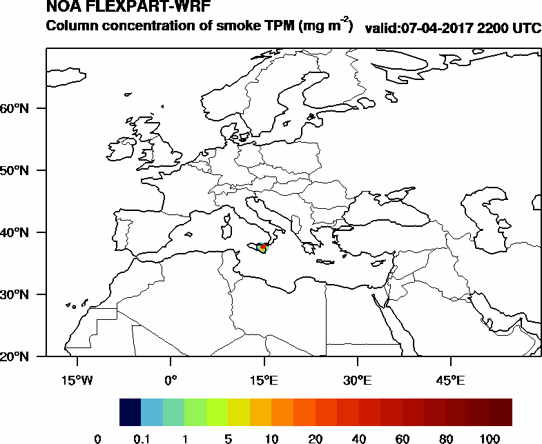 Column concentration of smoke TPM - 2017-04-07 22:00