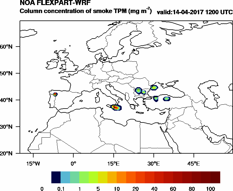 Column concentration of smoke TPM - 2017-04-14 12:00