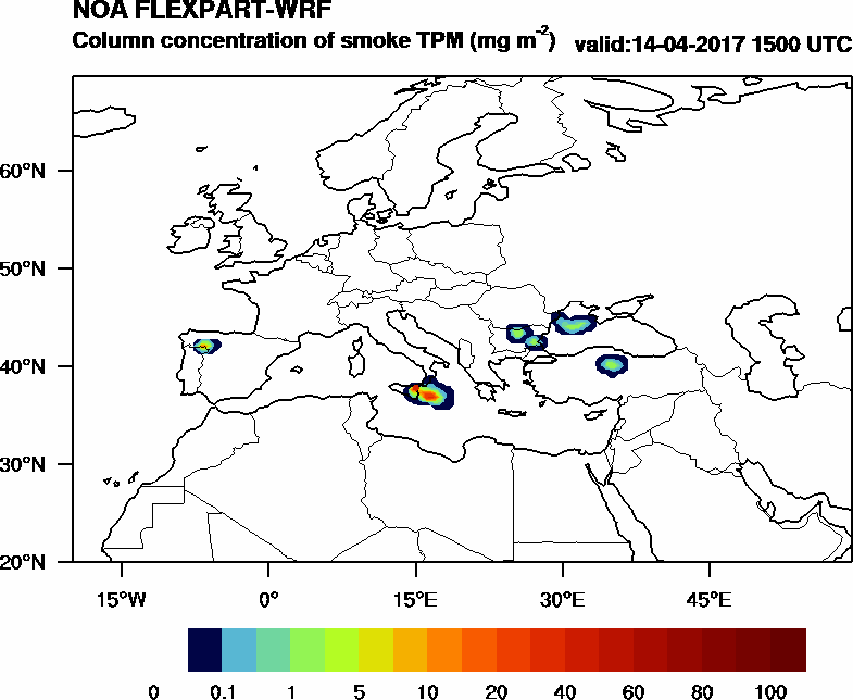 Column concentration of smoke TPM - 2017-04-14 15:00