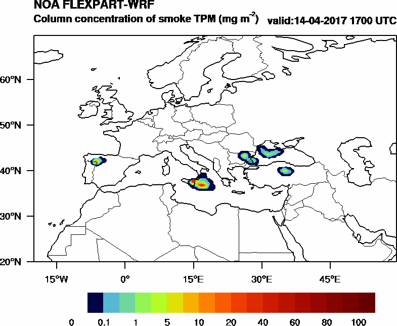 Column concentration of smoke TPM - 2017-04-14 17:00