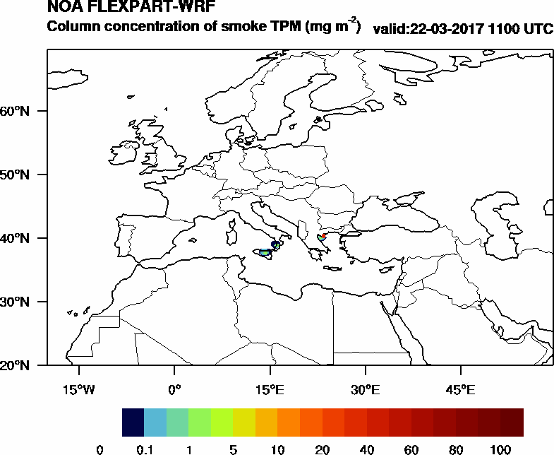 Column concentration of smoke TPM - 2017-03-22 11:00
