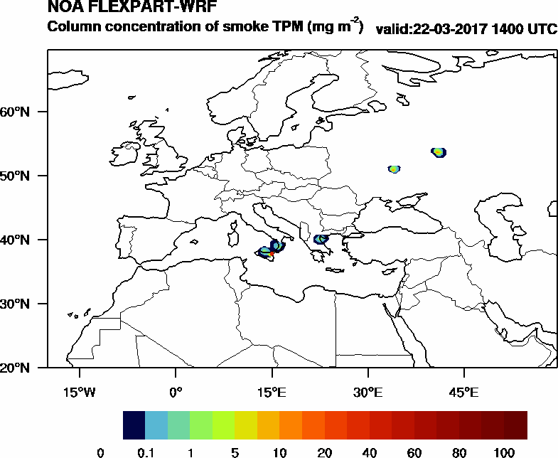 Column concentration of smoke TPM - 2017-03-22 14:00