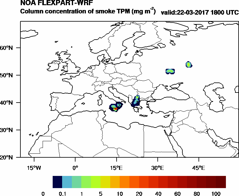 Column concentration of smoke TPM - 2017-03-22 18:00