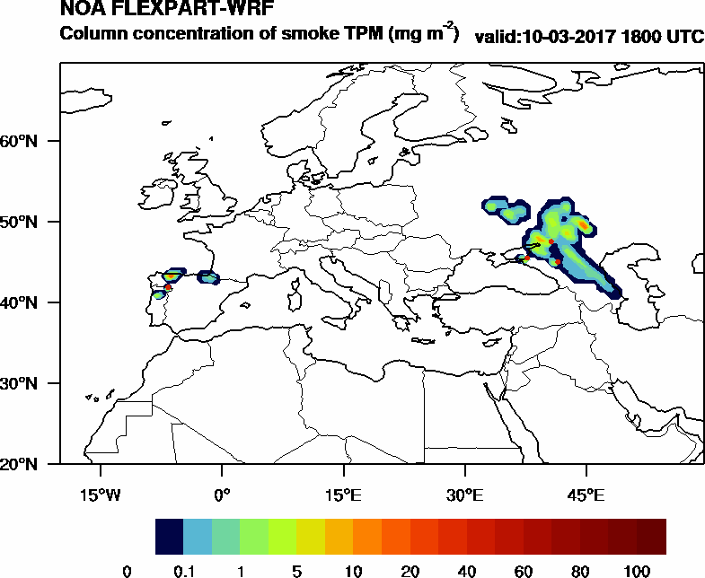 Column concentration of smoke TPM - 2017-03-10 18:00