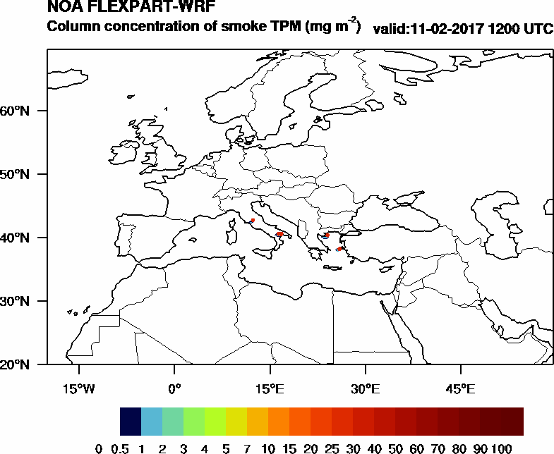 Column concentration of smoke TPM - 2017-02-11 12:00