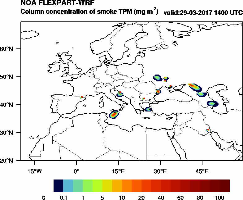 Column concentration of smoke TPM - 2017-03-29 14:00