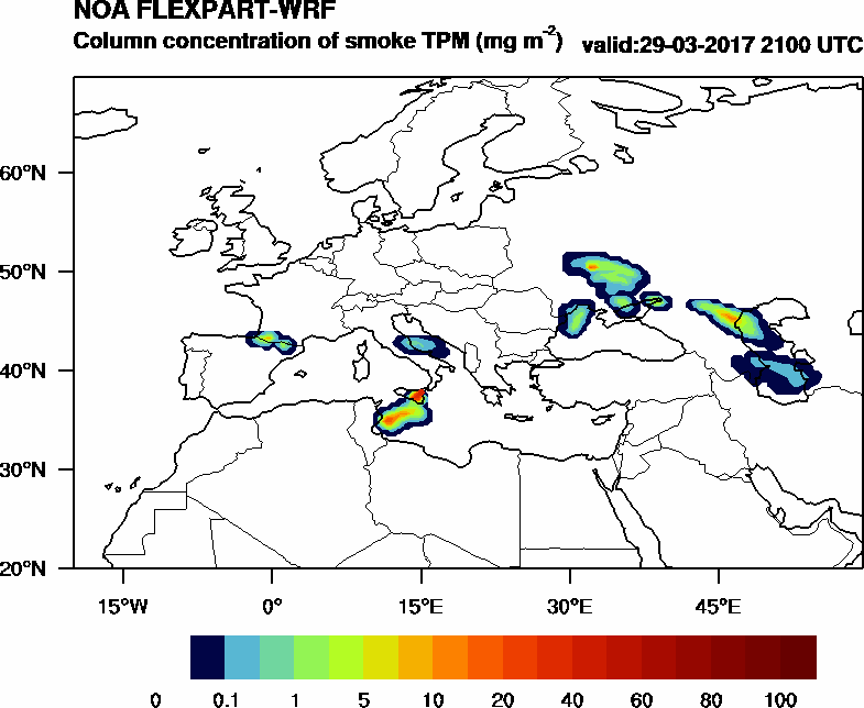 Column concentration of smoke TPM - 2017-03-29 21:00