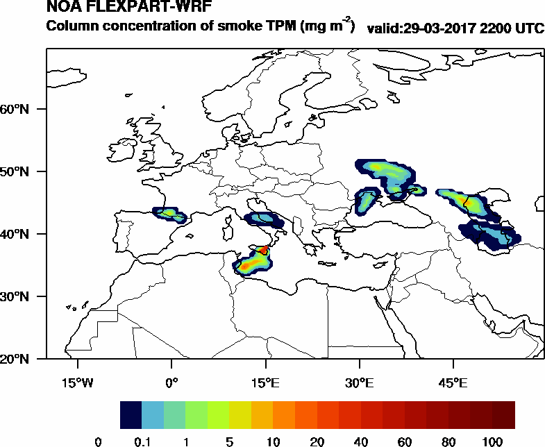 Column concentration of smoke TPM - 2017-03-29 22:00