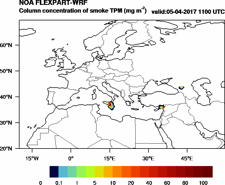 Column concentration of smoke TPM - 2017-04-05 11:00