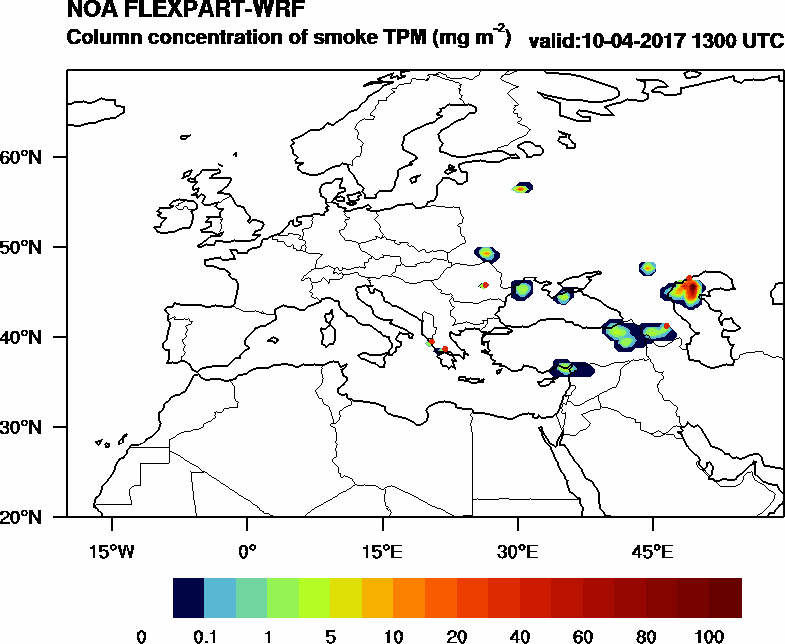 Column concentration of smoke TPM - 2017-04-10 13:00