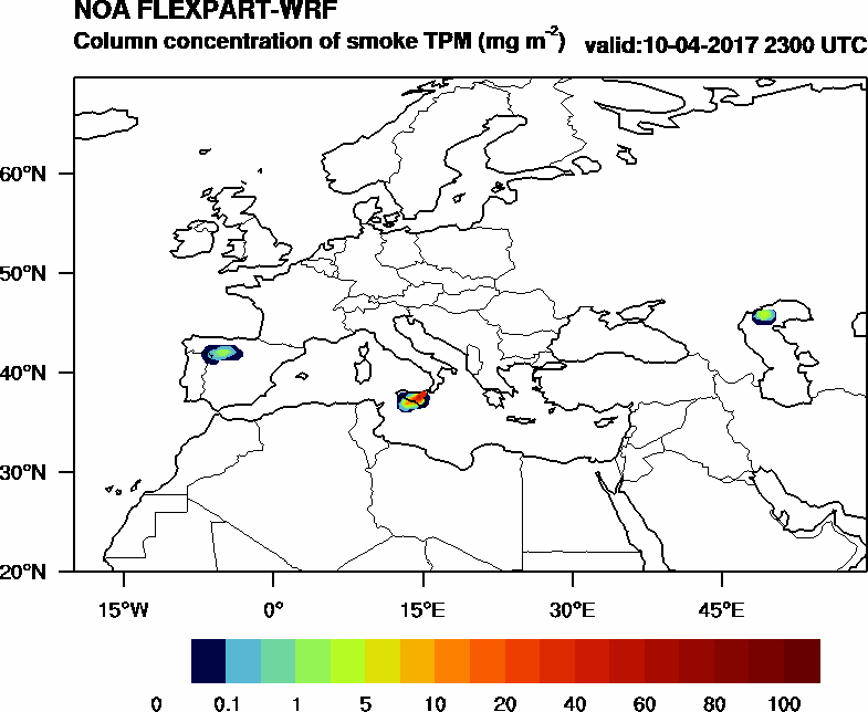 Column concentration of smoke TPM - 2017-04-10 23:00