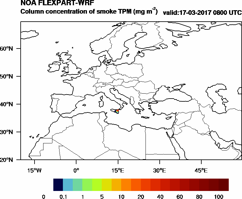 Column concentration of smoke TPM - 2017-03-17 08:00