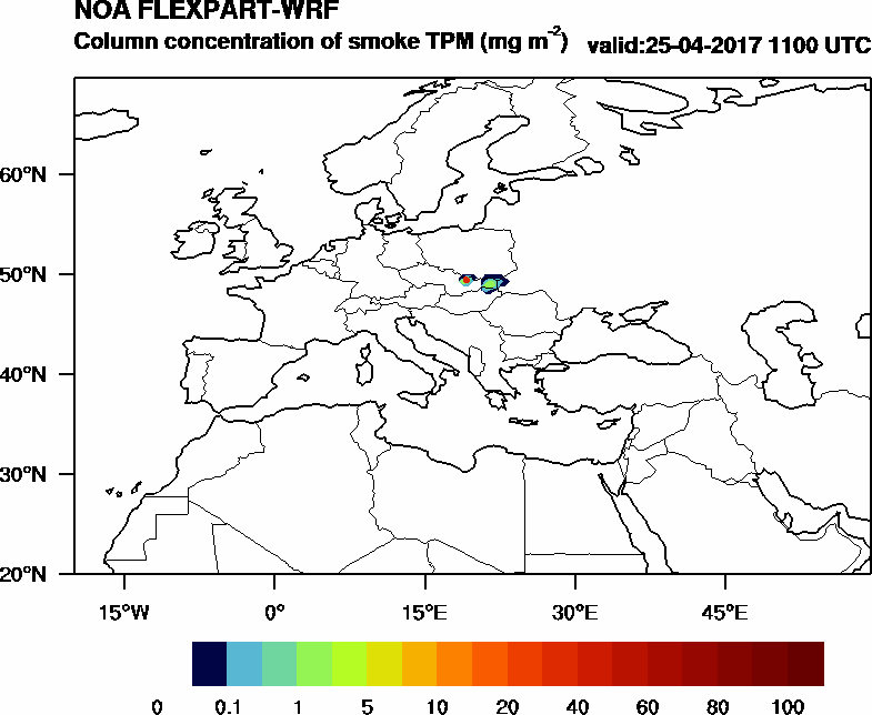 Column concentration of smoke TPM - 2017-04-25 11:00