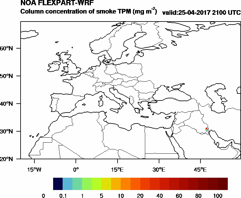 Column concentration of smoke TPM - 2017-04-25 21:00