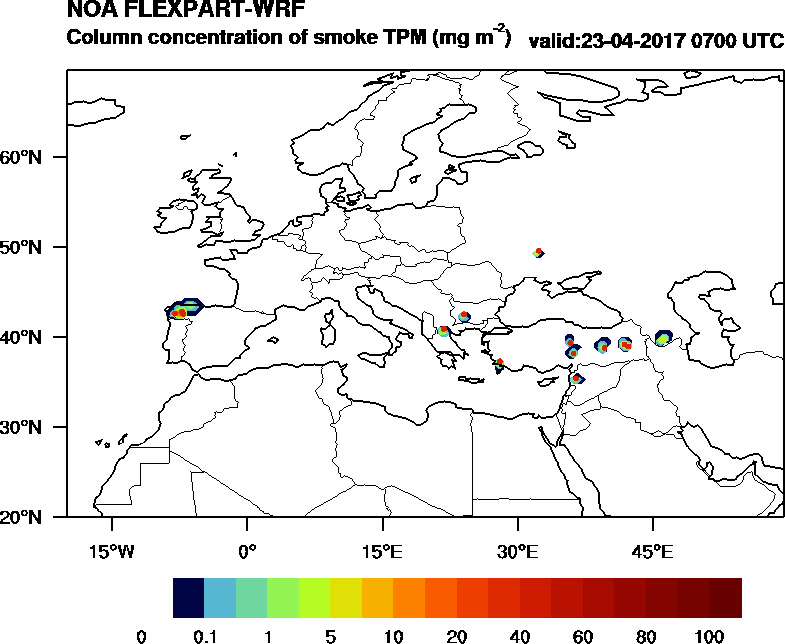 Column concentration of smoke TPM - 2017-04-23 07:00