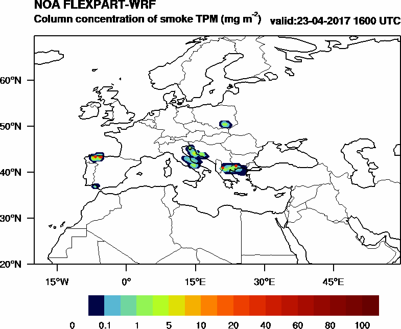 Column concentration of smoke TPM - 2017-04-23 16:00