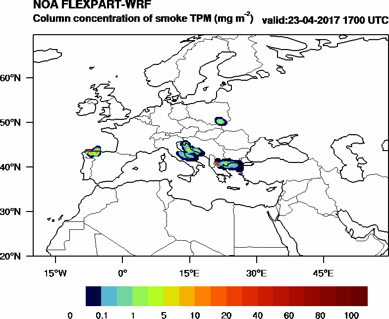 Column concentration of smoke TPM - 2017-04-23 17:00
