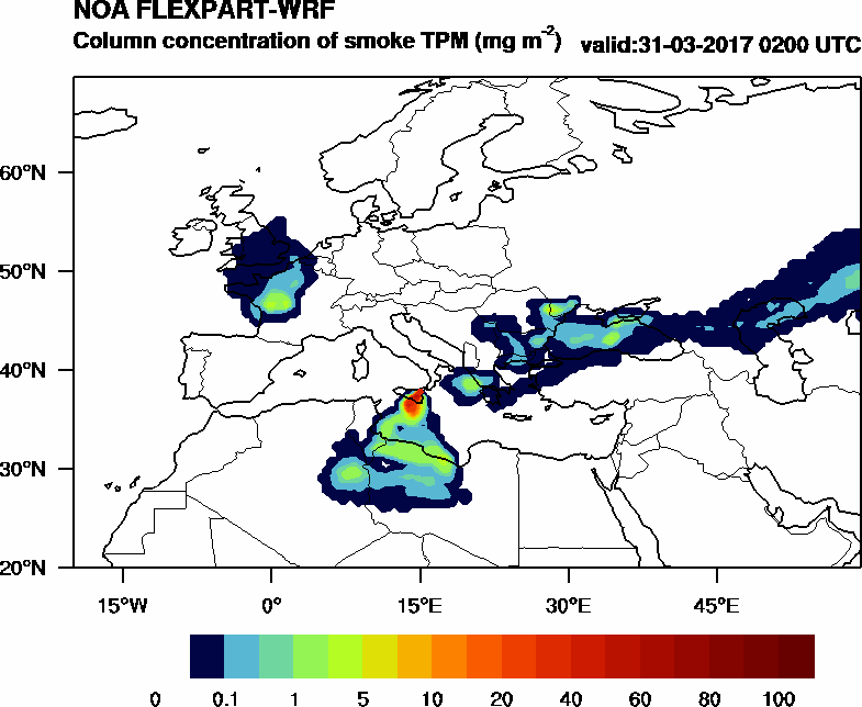 Column concentration of smoke TPM - 2017-03-31 02:00
