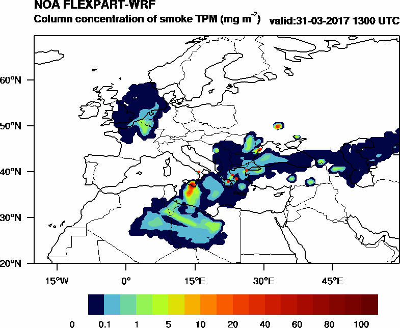 Column concentration of smoke TPM - 2017-03-31 13:00
