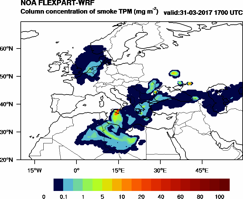 Column concentration of smoke TPM - 2017-03-31 17:00