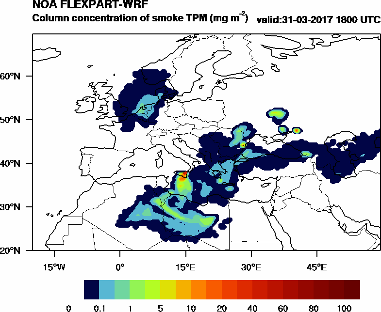 Column concentration of smoke TPM - 2017-03-31 18:00