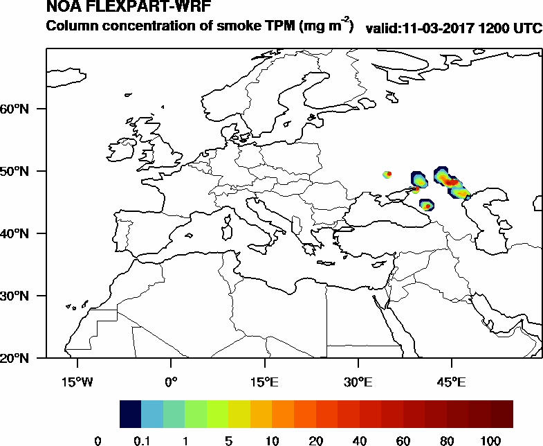 Column concentration of smoke TPM - 2017-03-11 12:00