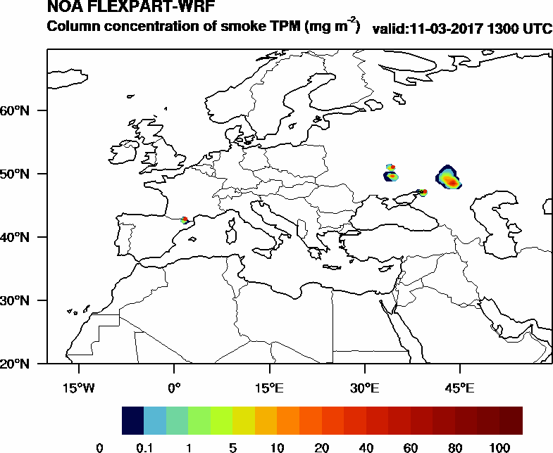 Column concentration of smoke TPM - 2017-03-11 13:00