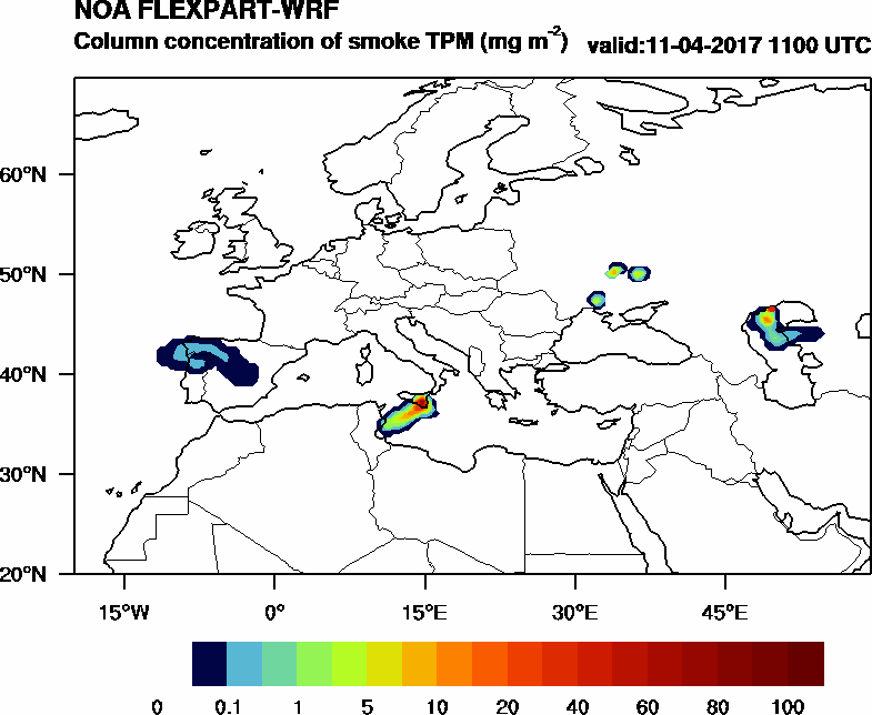Column concentration of smoke TPM - 2017-04-11 11:00