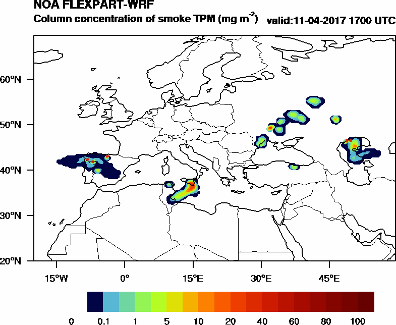 Column concentration of smoke TPM - 2017-04-11 17:00