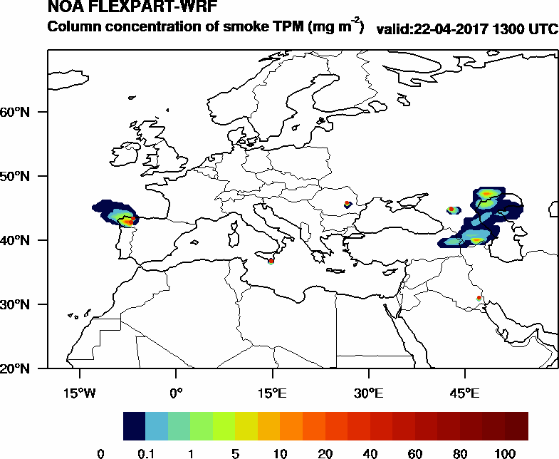 Column concentration of smoke TPM - 2017-04-22 13:00