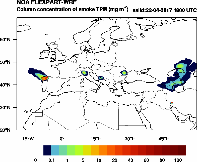 Column concentration of smoke TPM - 2017-04-22 18:00