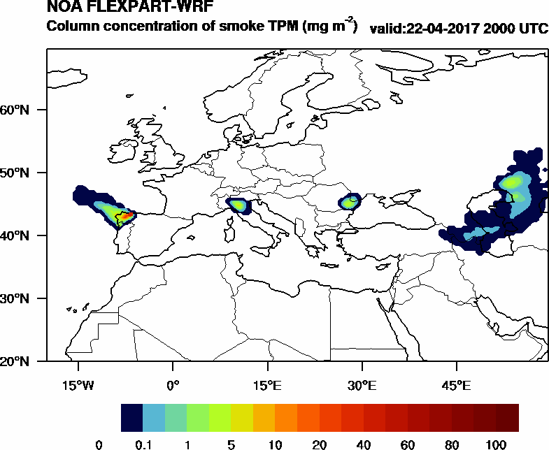 Column concentration of smoke TPM - 2017-04-22 20:00