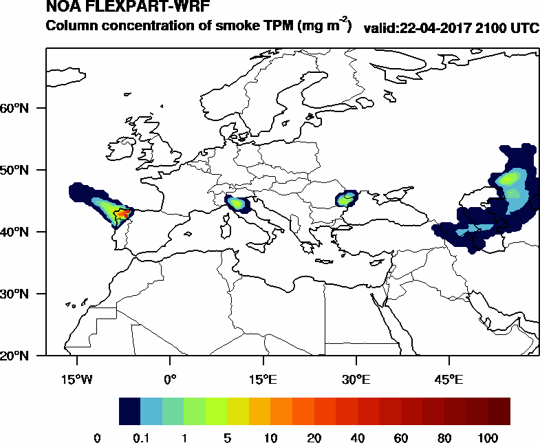 Column concentration of smoke TPM - 2017-04-22 21:00