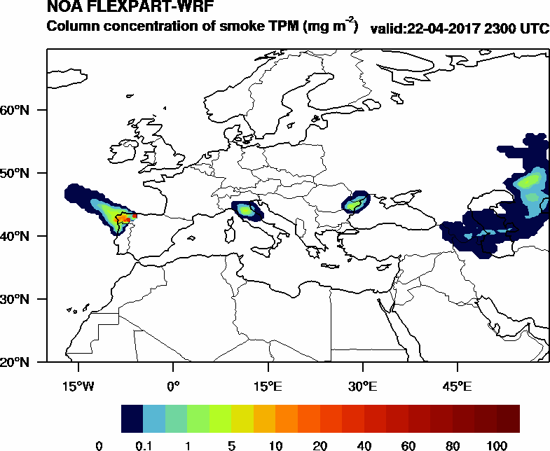 Column concentration of smoke TPM - 2017-04-22 23:00