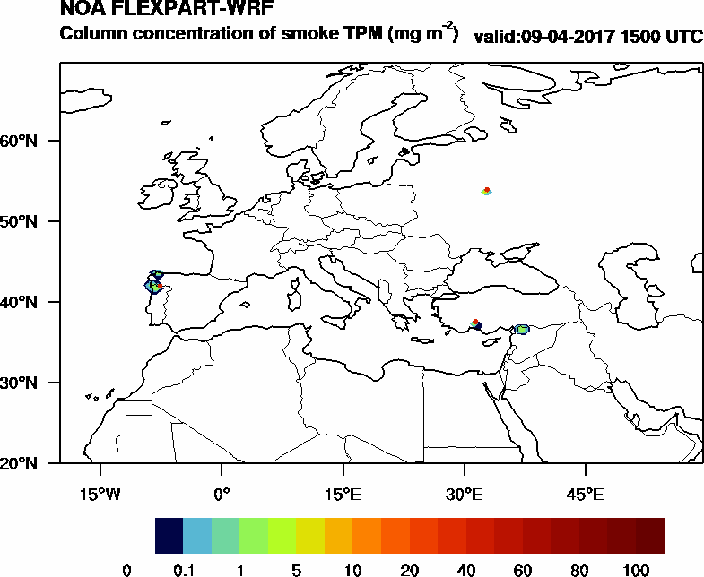 Column concentration of smoke TPM - 2017-04-09 15:00