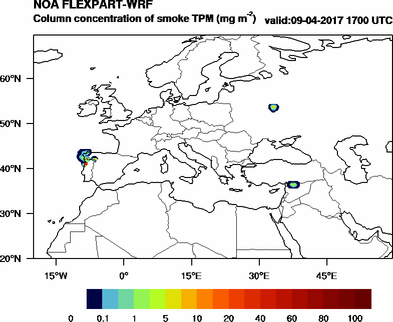 Column concentration of smoke TPM - 2017-04-09 17:00