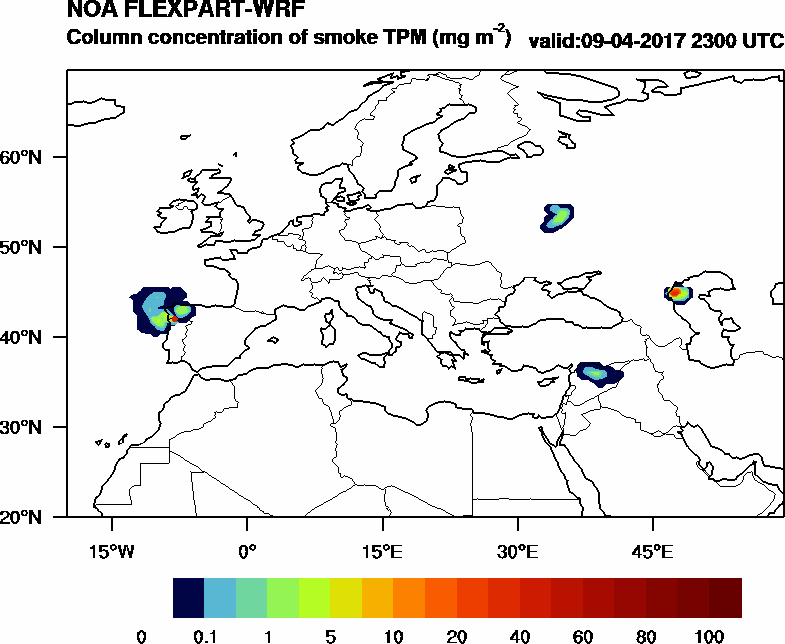 Column concentration of smoke TPM - 2017-04-09 23:00