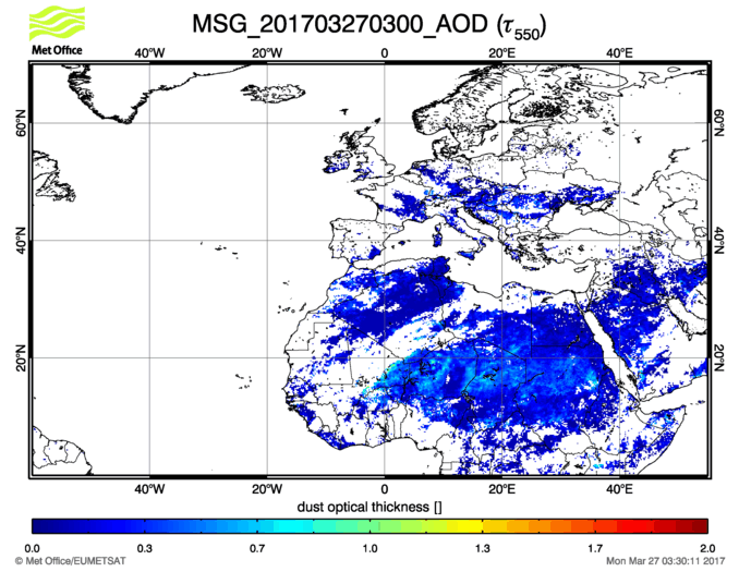 Aerosol Optical Depth - 2017-03-27 03:00