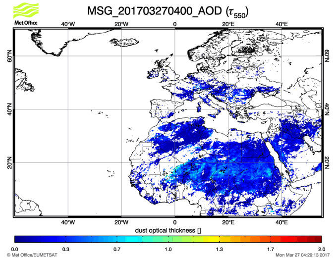 Aerosol Optical Depth - 2017-03-27 04:00