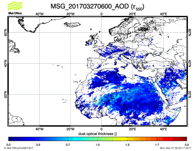 Aerosol Optical Depth - 2017-03-27 06:00