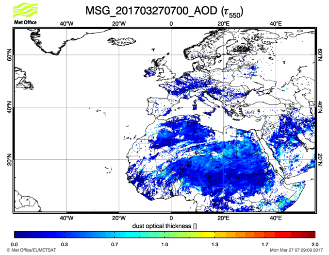 Aerosol Optical Depth - 2017-03-27 07:00