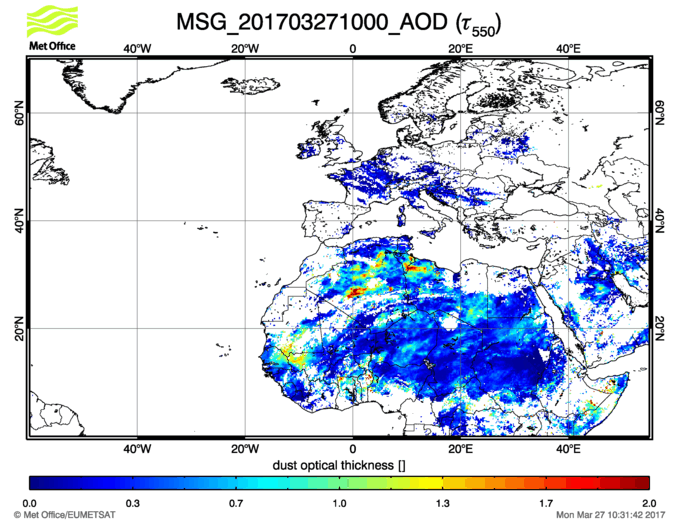 Aerosol Optical Depth - 2017-03-27 10:00