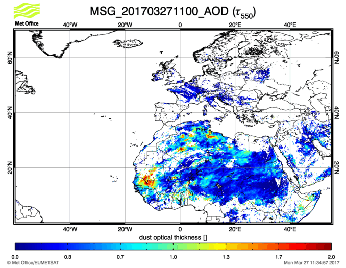 Aerosol Optical Depth - 2017-03-27 11:00