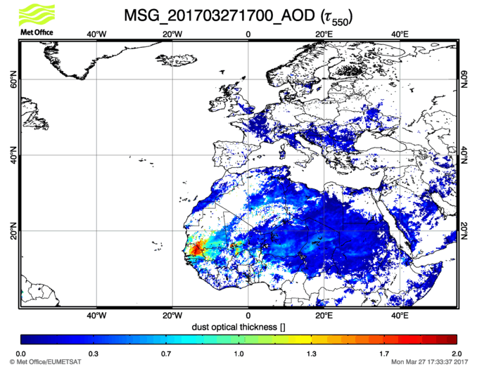 Aerosol Optical Depth - 2017-03-27 17:00