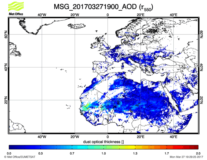 Aerosol Optical Depth - 2017-03-27 19:00